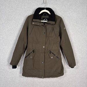 HFX Parka Jacket‎ Small Olive Army Green Insulated Thumb Holes Warm NO HOOD